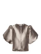 Cleo Pouf Sleeve Blouse Designers Blouses Short-sleeved Grey Malina