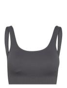 Shadow Grey Ribbed Seamless Bra Lingerie Bras & Tops Sports Bras - All...