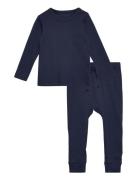 Rib Jersey Long Johns Set Sets Sets With Long-sleeved T-shirt Navy Cop...