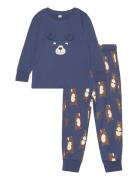 Pajama Forrest Animal 3D Sets Sets With Long-sleeved T-shirt Blue Lind...