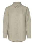 Linen Shirt Tops Shirts Linen Shirts Green Gina Tricot