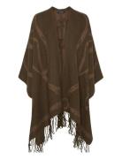 Logo & Belting-Motif Jacquard Ruana Tops Knitwear Ponchos Brown Lauren...