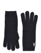 Cable-Knit Wool-Cashmere Gloves Accessories Gloves Finger Gloves Black...