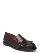 Ashtyn Fringe-Trim Calfskin Loafer Shoes Flat Loafers Brown Polo Ralph...