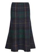 Plaid Alpaca-Blend Flared Skirt Skirts Knee-length & Midi Skirts Navy ...