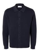 Slhmattis Ls Knit Polo Cardigan Tops Knitwear Cardigans Navy Selected ...