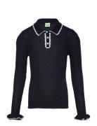 Rib Polo Tops T-shirts Polo Shirts Long-sleeved Polo Shirts Navy FUB