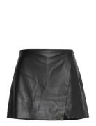 Leather-Effect Culottes Skirts Short Skirts Black Mango