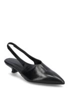 Eros Black Leather Pumps Shoes Sling Backs Heeled Slingbacks Black ALO...