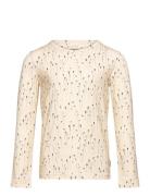 T-Shirt L/S Printed Tops T-shirts Long-sleeved T-Skjorte Cream Petit P...