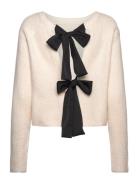 Objparvi Sateen Bow Knit Cardigan Div Tops Knitwear Cardigans Beige Ob...