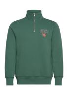 Graphic Half Zip Tops Sweatshirts & Hoodies Sweatshirts Green GANT