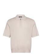 Tyler Quarter Zip Knit Polo Tops Polos Short-sleeved Beige J. Lindeber...