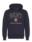 Graphic Hoodie Tops Sweatshirts & Hoodies Hoodies Navy GANT