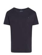 Boys Basic Vn Knit S/S Tops T-Kortærmet Skjorte Blue Tommy Hilfiger