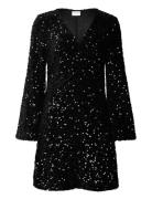 Vibarina Wide Sleeve Glitter Dress Kort Kjole Black Vila