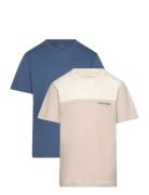 2P Color Block T-Shirt Tops T-Kortærmet Skjorte Blue Calvin Klein