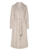 Robe Fleece Long Emb H Ycomb Morgenkåbe Cream Hunkemöller