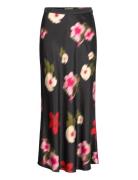 Midi Floral Print A-Line Skirt Skirts Knee-length & Midi Skirts Black ...