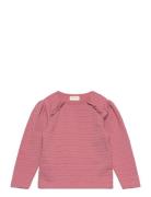 T-Shirt Ls Jaquard Tops T-shirts Long-sleeved T-Skjorte Pink Minymo