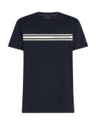 Central Chest Stripe Tee Tops T-Kortærmet Skjorte Navy Tommy Hilfiger