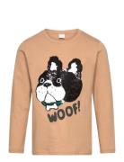 Top Ls Bulldog Sequins Tops T-shirts Long-sleeved T-Skjorte Beige Lind...