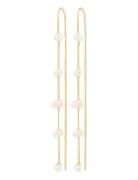 Zenaia Pearl Chain Earrings Ørestickere Smykker Gold Pilgrim