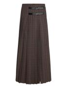 Pleated Check Skirt Skirts Maxi Skirts Brown Mango