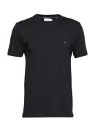 Cotton Logo Embroidery T-Shirt Tops T-Kortærmet Skjorte Black Calvin K...