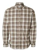 Slhslimowen-Brushed Shirt Ls D Tops Shirts Casual Brown Selected Homme