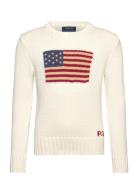 Combed Cotton-Flag Cn Swtr-Tp-Swt Tops Knitwear Pullovers Cream Ralph ...