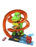 City T-Rex Blaze Battle Playset & 1:64 Scale Die-Cast Car, Dinosaur Ne...