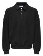 Onsdominic Rlx Ls Rugby Sweat Vd Tops Polos Long-sleeved Black ONLY & ...