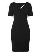 Scuba Crepe Front Twist Dress Kort Kjole Black Calvin Klein