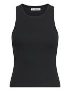 Ribbed Cotton-Blend Top Tops T-shirts & Tops Sleeveless Black Mango