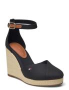 Flag High Wedge Espad Closed Toe Sko Med Kilehæl Black Tommy Hilfiger