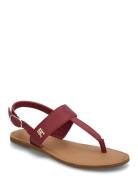 Leather Thong Sandal Flade Sandaler Burgundy Tommy Hilfiger