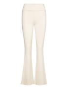 Soft Touch Folded Trouser Bottoms Trousers Flared Cream Gina Tricot