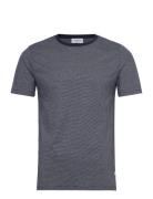 Micro Striped Tee S/S Tops T-Kortærmet Skjorte Navy Lindbergh