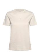 Woven Label Regular Tee Tops T-shirts & Tops Short-sleeved Beige Calvi...