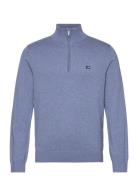 Cotton Half-Zip Sweater Tops Knitwear Half Zip Jumpers Blue Lexington ...