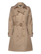 Double-Breasted Cotton-Blend Trench Coat Trenchcoat Frakke Beige Laure...