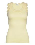 Rwbabette Silk Sl U-Neck Long Lace Tops T-shirts & Tops Sleeveless Yel...