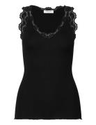 Rwbeatha Silk Sl V-Neck Lace Top Tops T-shirts & Tops Sleeveless Black...