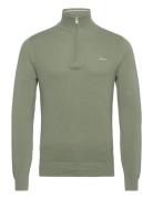 Cotton Pique Half Zip Tops Knitwear Half Zip Jumpers Khaki Green GANT