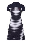 Striped Stretch-Mesh Polo Shirtdress Knælang Kjole Navy Polo Ralph Lau...