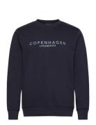 O-Neck Printed Sweat Tops Sweatshirts & Hoodies Hoodies Navy Lindbergh