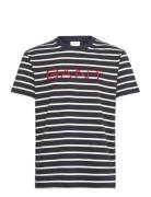 Graphic Striped Ss T-Shirt Tops T-Kortærmet Skjorte Navy GANT