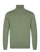 Classic Cotton Half Zip Tops Knitwear Half Zip Jumpers Khaki Green GAN...