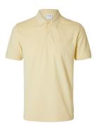 Slhslim-Atlas Ss Polo Tops Polos Short-sleeved Yellow Selected Homme